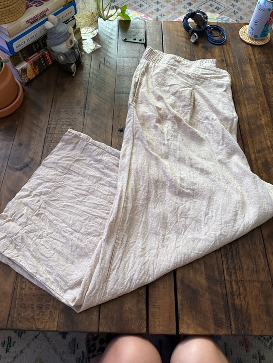 Ella Moss Pants - Sz XL Ella Moss Lightweight Wide Leg Linen Blend Pants in Light Beige